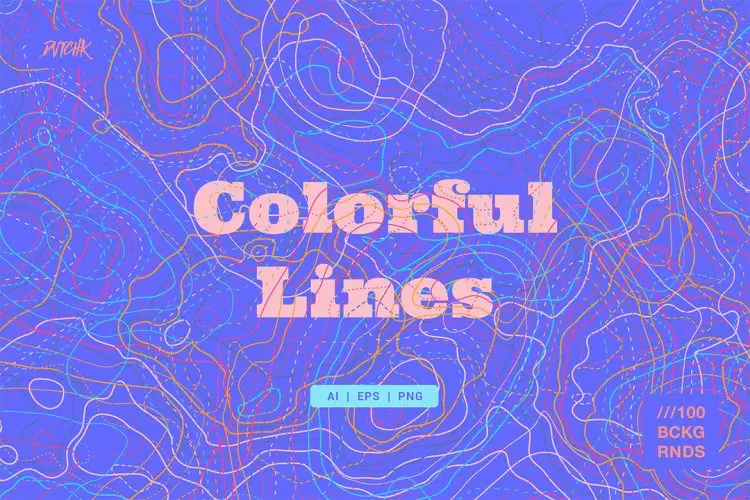 Colorful Lines  100款抽象艺术手绘线条地形地理轮廓纹路背景图片设计素材