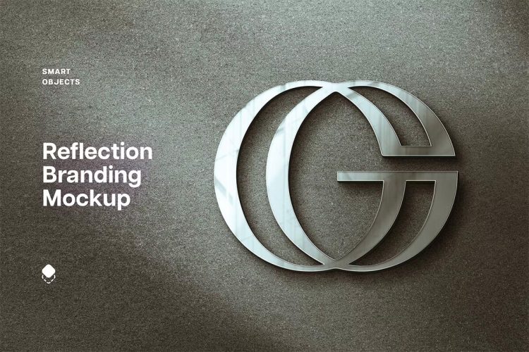 Luxury Reflection Logo Mockup 豪华金属抛光质感3D商标logo标识ps特效样机素材