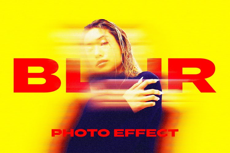 Stripe Motion Blur Photo Effect 故障条纹残像模糊毛刺图像照片ps特效样机素材