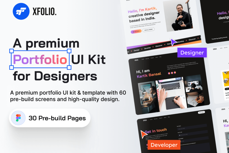 Xfolio – Portfolio Website UI Kit  156屏官网网页界面设计响应式ui套件明暗模板