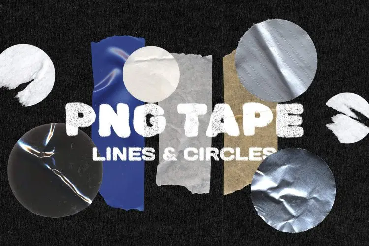 PNG TAPE lines & circles shapes PACK  188款复古潮流做旧褶皱磨损胶带标签贴纸webp免抠拼贴图片设计素材