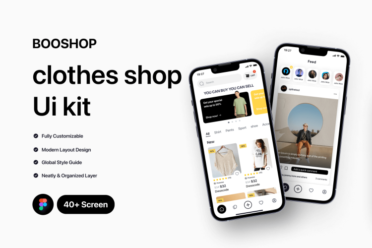 Booshop-clothes shop Ui kit 服装电商手机app界面设计_在线商城ui素材