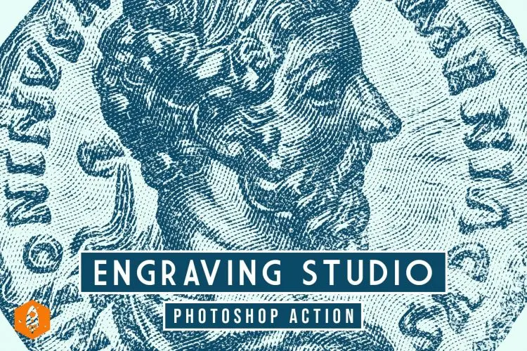Engraving Studio Hatching Effect 复古雕刻条纹线条照片图像处理PS特效动作模板