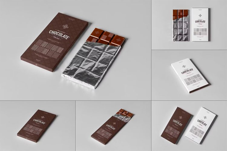 Chocolate Mock-up 巧克力食品产品包装多角度样机展示素材