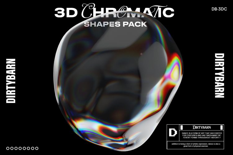 3D Chromatic Shapes Pack  54款透明水晶科幻抽象艺术3D几何图形未来科技png免抠图片素材