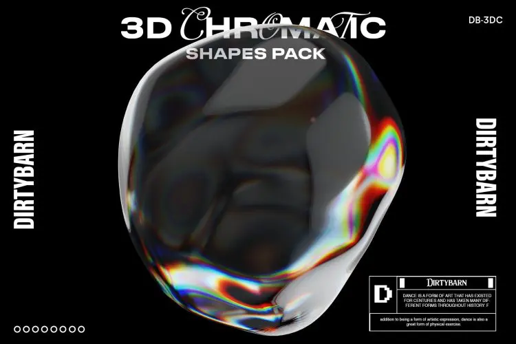 3D Chromatic Shapes Pack  54款透明水晶科幻抽象艺术3D几何图形未来科技webp免抠图片素材