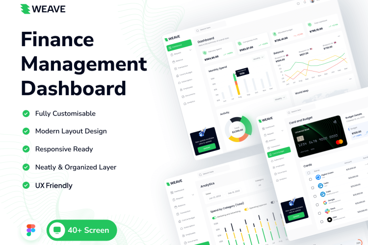 Banking Management Dashboard UI Kit  40+屏银行金融理财后台仪表盘界面设计Figma模板套件