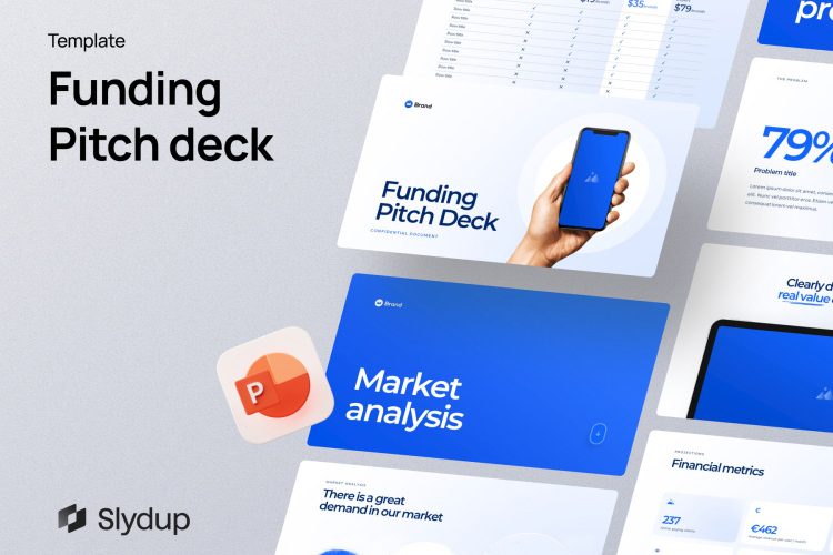 Pitch Deck PowerPoint template  50页简约商业投资创业融资计划书提案数据分析总结汇报ppt模板