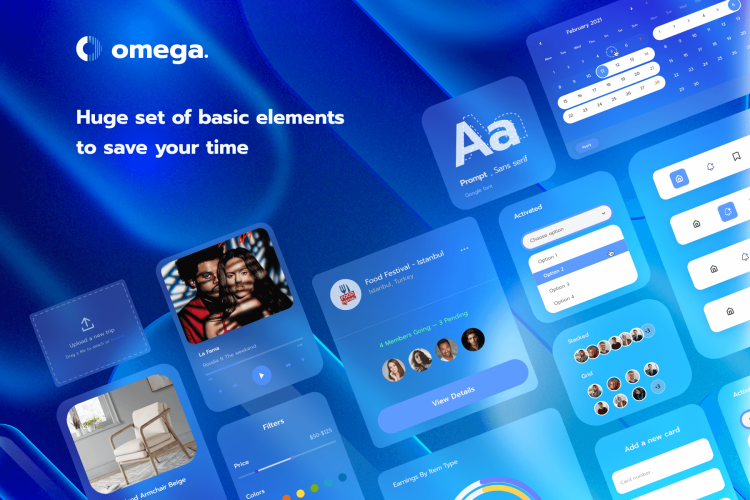 Omega Design System (Multipurpose UI Kits) 700+款网站APP界面设计UI套件XD模板素材包