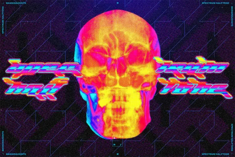 Spectrum Halftone Effect Action 潮流街头撞色光谱热成像半调科幻抽象艺术图像照片特效ps动作插件