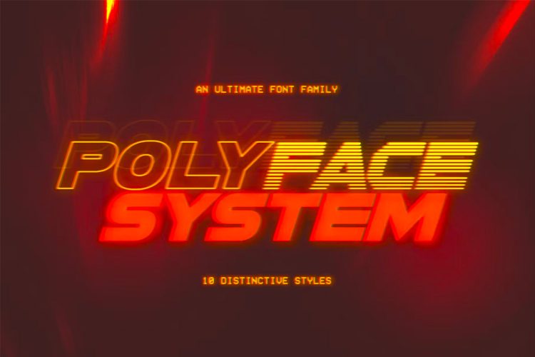 Polyface System Font  10款复古未来科幻赛博朋克机能故障风海报封面标题英文字体家族