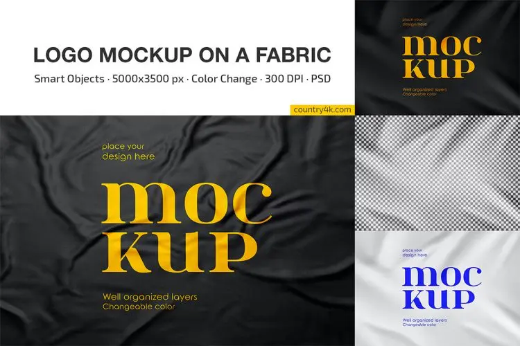 Logo Mockup on a Fabric 褶皱棉布织物纺织品模型品牌商标设计贴图ps样机素材