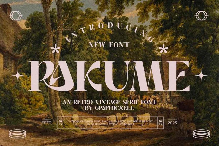 Rakume Vintage Serif Font 复古优雅时尚品牌logo广告杂志画册请柬封面标题英文字体包