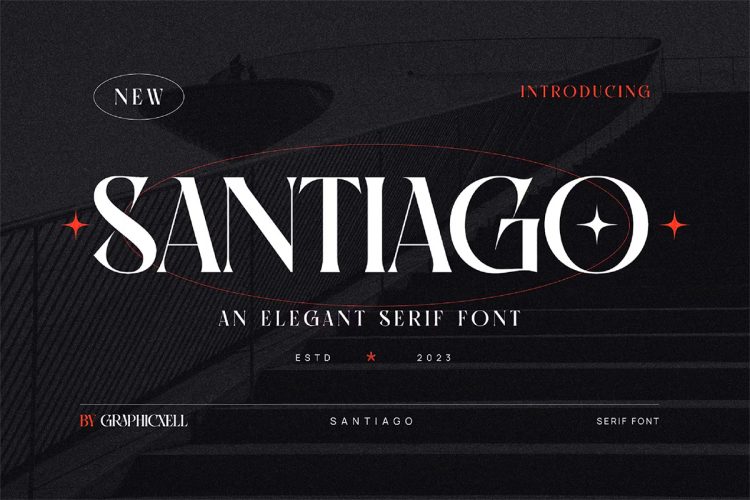 Santiago Vintage Serif Font 优雅复古时尚潮流品牌logo杂志画册封面标题衬线英文字体