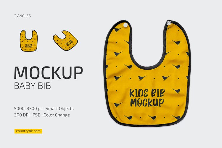 Baby Bib Mockup Set 婴儿纺织围兜模型品牌logo标识设计贴图ps样机素材