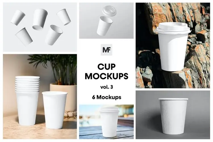 Cup Mockups Packaging – Mockups vol.3 一次性咖啡纸杯模型品牌包装设计贴图ps样机素材
