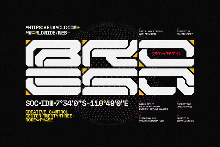 NCL BROESQ – Cyberpunk Font  4款未来科幻赛博朋克机械电竞游戏科技机能品牌logo标题英文字体