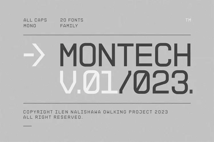 MONTECH V01 -20款未来时尚科幻潮流机能潮牌logo海报标题无衬线英文字体家族