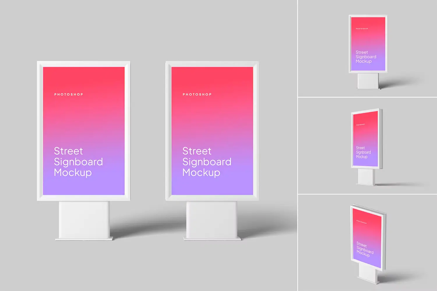 Street Signboard Mockups 户外街道广告海报招牌灯箱模型展示设计贴图ps样机素材