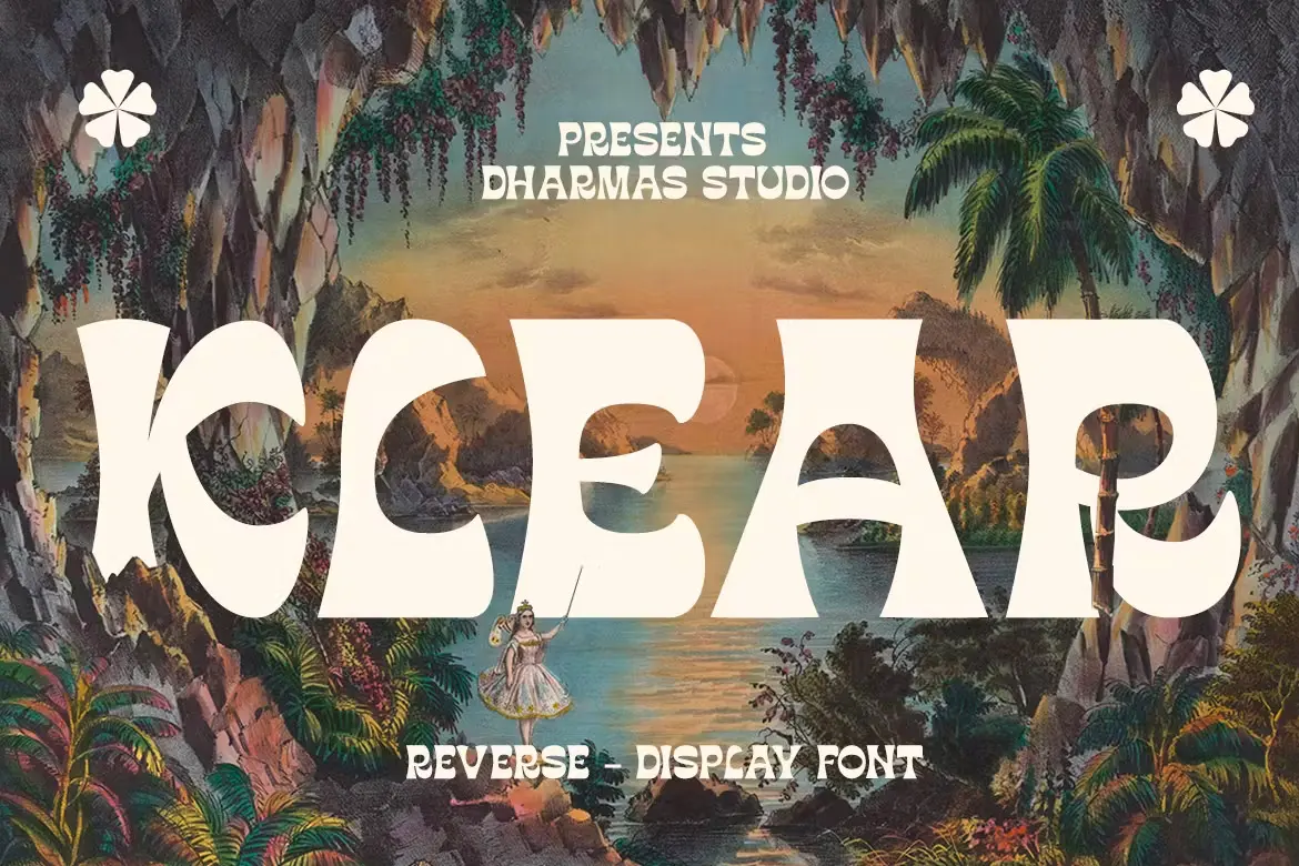 Klear – Reverse Display Font 复古潮流时尚酸性逆反差潮牌logo广告海报标题艺术英文字体