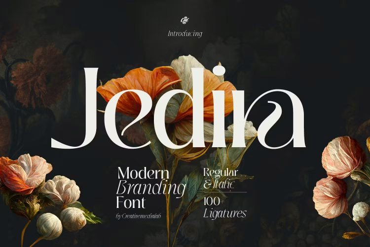 Jedira – Modern Branding Font  2款Jedira现代优雅时尚品牌logo广告画册封面婚礼请柬英文字体包