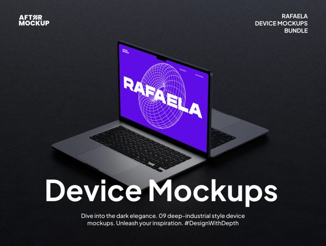 Rafaela Device Mockups  9款iPhone工业风iPad苹果Macbook电脑ui界面ps样机素材展示效果图