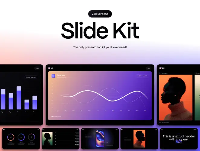 SlideKit Presentation System 未来科幻时尚数码科技网站ui极简网页界面图表figma设计素材模板