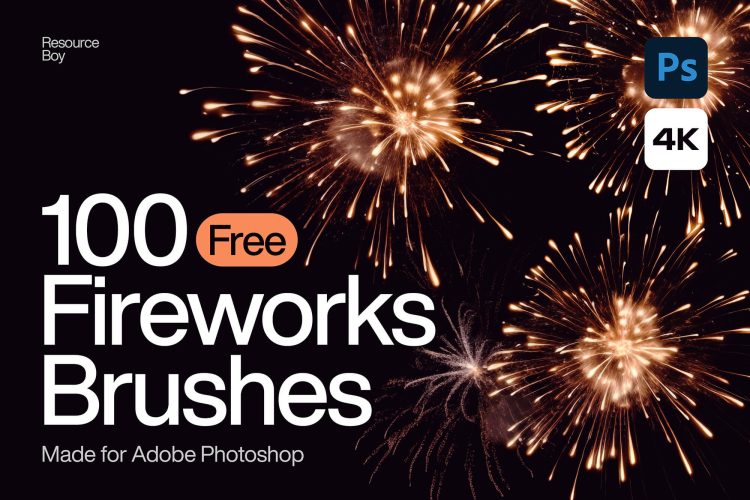 100+ Fireworks Photoshop Brushes  100多款真实4K高清璀璨节日庆典烟火烟花焰火绽放特效滤镜ps笔刷素材