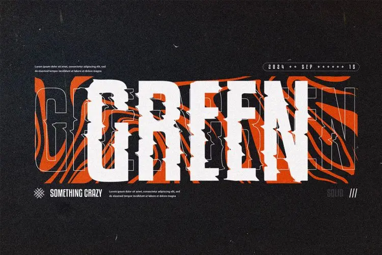 Y2K Glitch Text Effect 复古Y2K故障荆棘毛刺文本字母ps特效样机素材