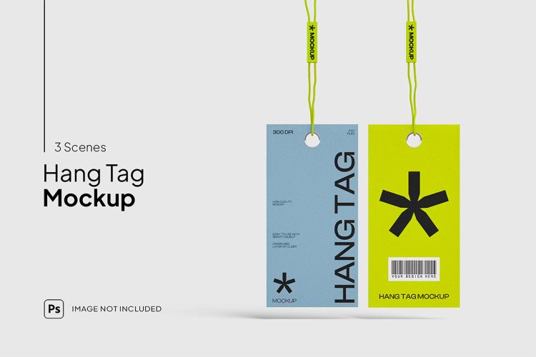 Tag Mockup 带挂绳的商品标签卡片模型展示设计贴图ps样机素材