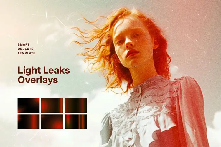 Sunlight Leaks Photo Effect 复古怀旧老照片漏光噪点滤镜ps特效样机素材模板