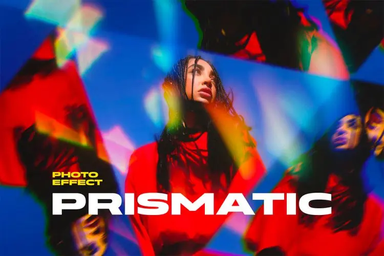 Rainbow Prism Lens Photo Effect 万花筒彩虹棱镜模糊碎玻璃照片滤镜ps特效样机素材