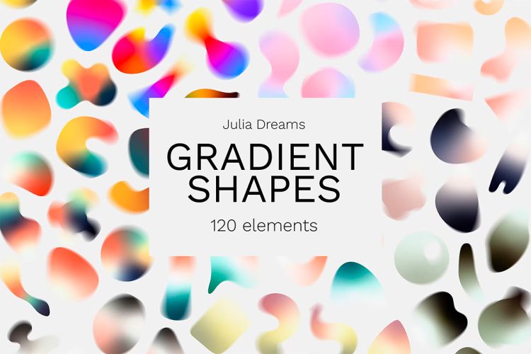 Gradient Abstract Shapes Grainy Elements 120P抽象艺术渐变颗粒几何图形元素平面设计素材