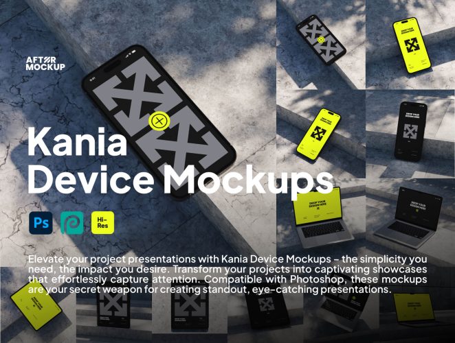 Kania Device Mockups  12款水泥工业风iPhone手机iPad平板Macbook笔记本电脑ps样机素材