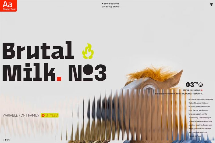 Brutal Milk No 3 – Display 9款Brutal Milk创意时尚文创品牌logo广告海报标题英文字体家族