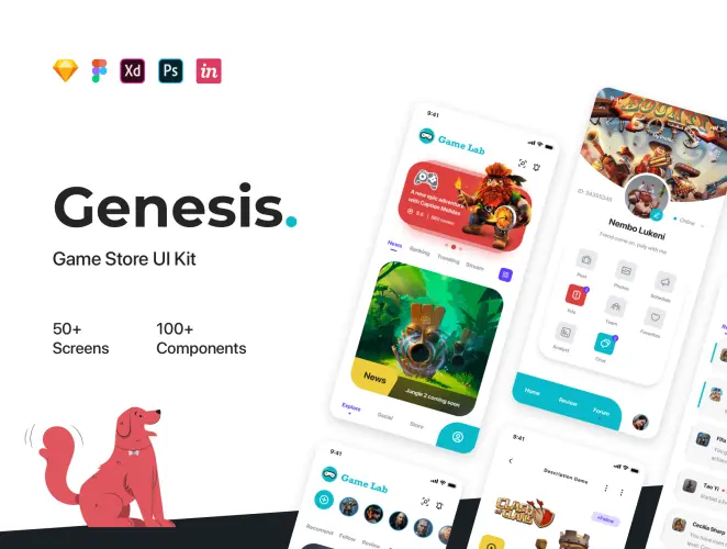 Genesis – Manager Game UI Kit  50+屏高品质游戏APP商店平台界面设计模板UI套件素材