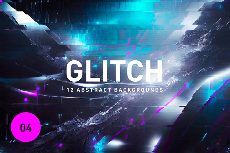 Glitch 04 – 12 Abstract Backgrounds  12款未来科幻抽象故障风错位失真镭射金属科技海报背景图片素材