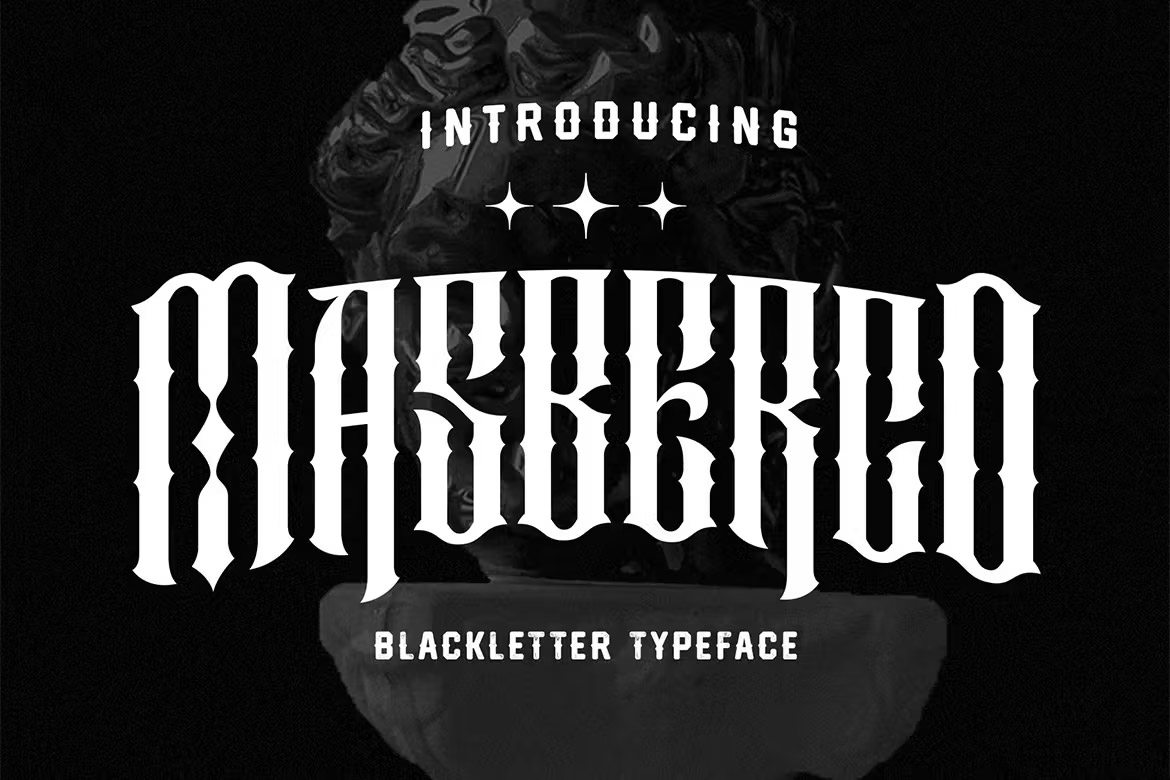 Masberco – Blackletter Style 潮流时尚街头艺术哥特潮牌logo封面纹身海报标题英文字体