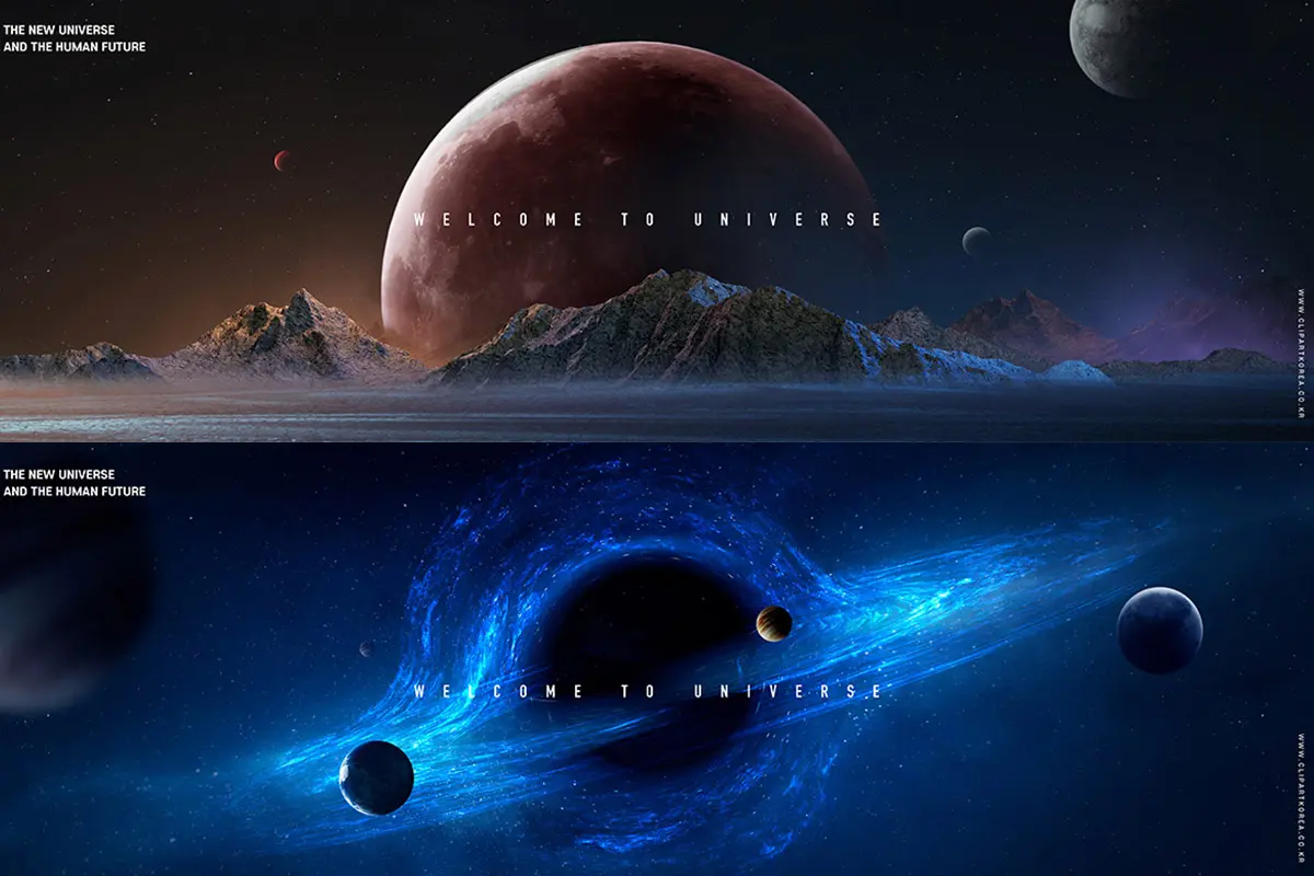 Outer space science fiction planet  13款巨幅宽屏宇宙外太空星球行星科幻科技海报banner主视觉会议论坛背景板PSD源文件