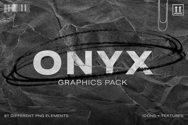Onyx Graphics Pack  91款复古做旧工业风暗黑褶皱涂鸦黑白单色拼贴webp免抠图片素材