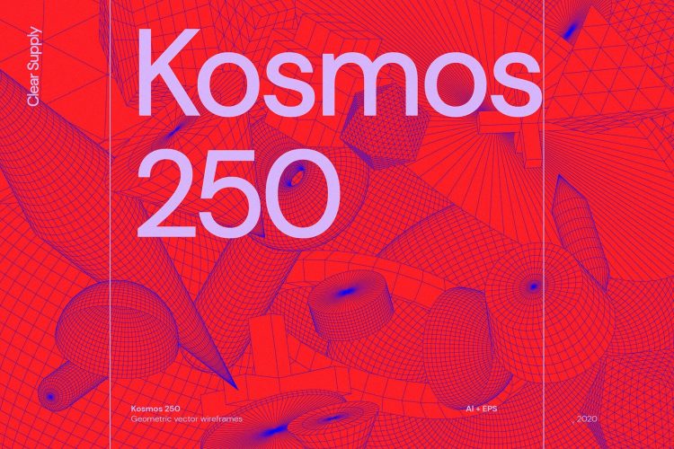 Kosmos 250 抽象艺术多边形线性几何图形模型矢量设计素材