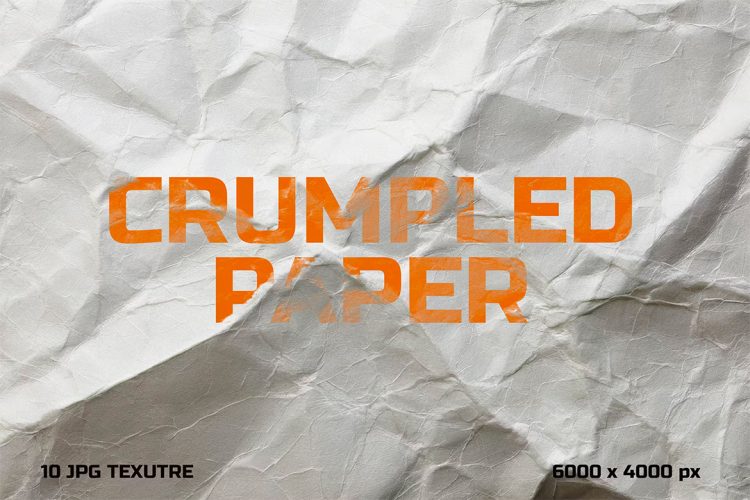 White Crumpled Paper 白色废弃褶皱揉捏褶皱纸张背景纹理图片设计素材