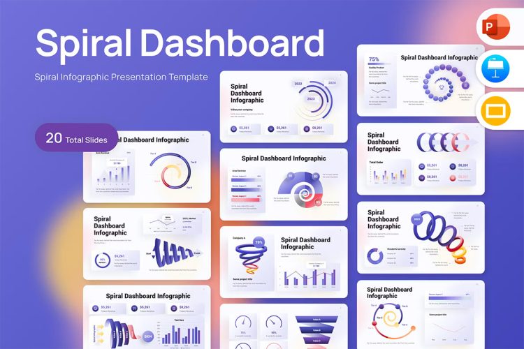 Spiral Dashboard Infographic 螺旋图仪表板信息图表商业提案PPT Keynote Google Slides模板演示文稿