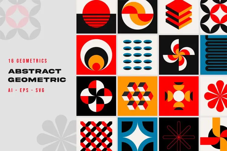 Retro Geometric Shapes 复古抽象艺术几何图形包装图案背景矢量设计素材源文件