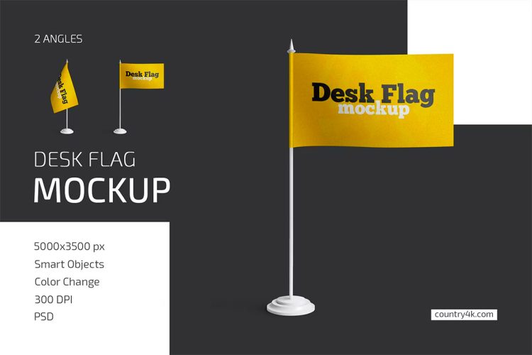 Desk Flag Mockup Set 桌旗模型国家旗帜展示设计贴图ps样机素材模板