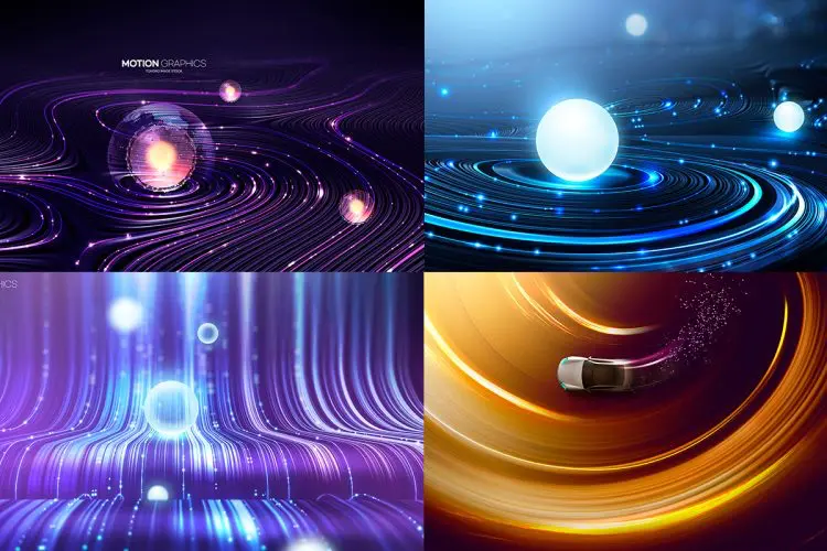 Motion Graphics  10款科幻未来动感宇宙光速车轨主视觉海报设计ps分层素材源文件