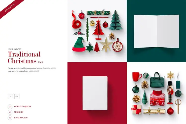 03_Pastel Pink Christmas Scene Creator 圣诞节日主题活动场景情绪版装饰元素剪切画插图插画webp免抠图设计素材