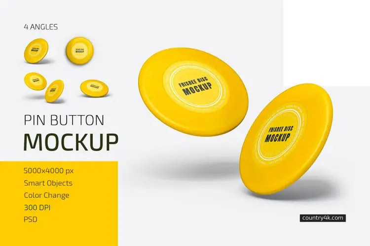 Frisbee Disc Mockup Set 塑料圆饼型投掷飞盘飞碟模型品牌logo标识设计贴图ps样机素材