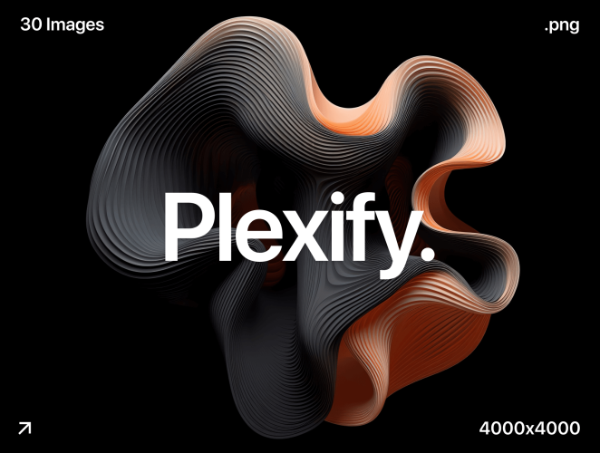 Plexify 30 High-Resolution Backgrounds  30款3D科幻波浪扭曲科技艺术抽象立体几何图形png免抠图片素材