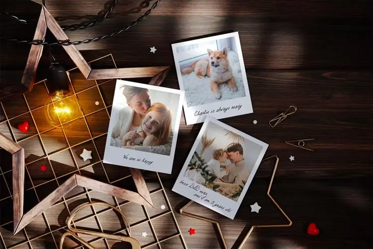 Set of Photo Cards Mockup 宝丽来拍立得相纸相片相框模型照片展示设计贴图ps卡片样机素材